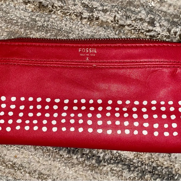 Fossil Handbags - Fossil Red Leather Clutch with White Stud Dot Pattern (12)